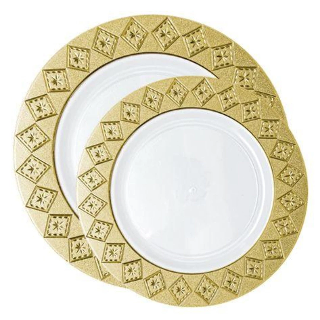 Decorline SALE Imperial Crushed Plastic Salad Plates White Gold 7" 10 Count 4 Decorline SALE Imperial Crushed Plastic Salad Plates White Gold 7" 10 Count