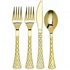 Decorline Elegant Party Sets Whisk Collection Dinner Plate Black & Gold Tableware Package
