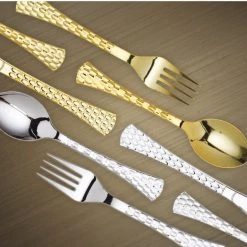 Decorline Elegant Cutlery Glamour Collection Extra Heavyweight Disposable Table Spoons Gold
