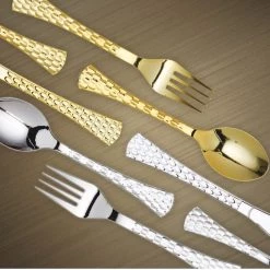 Decorline Glamour Collection Extra Heavyweight Disposable Table Spoons Silver Elegant Cutlery