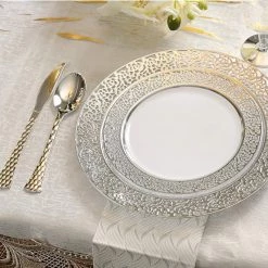 Decorline Glamour Collection Extra Heavyweight Disposable Table Spoons Silver Elegant Cutlery