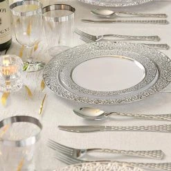 Decorline Glamour Collection Extra Heavyweight Disposable Forks Silver Elegant Cutlery