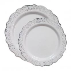 Decorline Elegant Plates Confetti Collections Plate White Silver 7.5"
