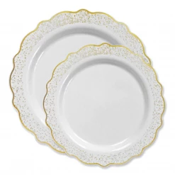 Decorline Clearance Sale SALE Confetti Collections Plate White Gold 8.5" 10CT