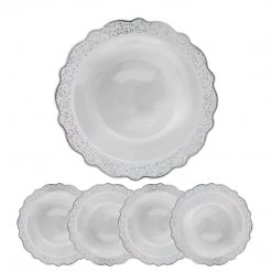 Decorline Elegant Plates Confetti Collections Soup Bowls White Silver 12 Oz