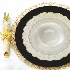 Decorline Confetti Collections Soup Bowls White Gold 12 Oz Elegant Plates