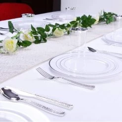 Decorline Clearance Sale SALE Harmmered Silver Metallic Plastic Tea Spoons 4'' Light Weight 20 Count