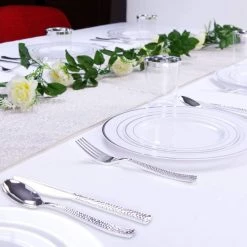 Decorline SALE Hammered Metallic Silver Plastic Knive Light Weight 20 Count