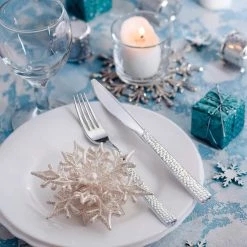 Decorline SALE Hammered Metallic Silver Plastic Knive Light Weight 20 Count