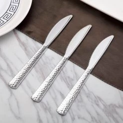 Decorline SALE Hammered Metallic Silver Plastic Knive Light Weight 20 Count