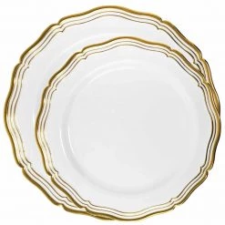 Decorline Aristocrat Collections Dinner Plate White & Gold Tableware Package Elegant Party Sets