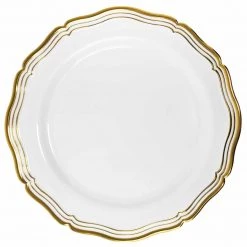 Decorline Aristocrat Collections Dinner Plate White & Gold 10.25" Elegant Plates