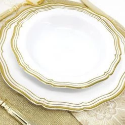 Decorline Aristocrat Collections Salad Plate White & Gold 7.5" Elegant Plates