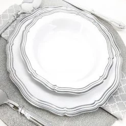 Decorline Aristocrat Collections Salad Plate White & Silver 7.5