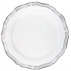 Decorline Aristocrat Collections Dinner Plate White & Silver 10.25"