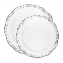 Decorline Aristocrat Collections Dinner Plate White & Silver 10.25