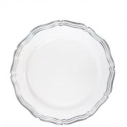 Decorline Aristocrat Collections Salad Plate White & Silver 7.5" Elegant Plates