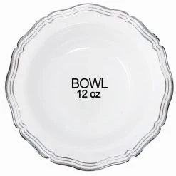 Decorline Elegant Plates Aristocrat Collection Plastic Soup Bowls White & Silver 12 Oz