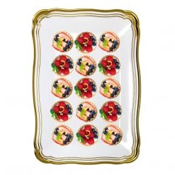 Decorline Elegant Plates Aristocrat Collection Rectangle Serving Trays White & Gold 13” X 9”