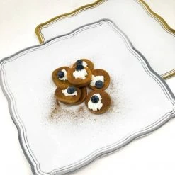 Decorline Aristocrat Collection Square Serving Trays White & Gold 12” X 12”