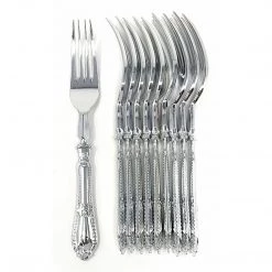Decorline SALE Luxury Baroque Collection Silver Forks 12 Count