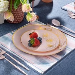 Decorline Orchid Antique Turquoise And Gold Round Plastic Dinner Plates 7.5" Elegant Plates