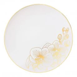 Decorline Orchid Collection Dinner Plate White & Gold Tableware Package Set