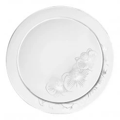 Decorline Elegant Plates Orchid White And Silver Round Plastic Dinner Plates 10