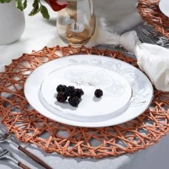 Decorline Elegant Party Sets Orchid Collection Dinner Plate White & Silver Tableware Package Set