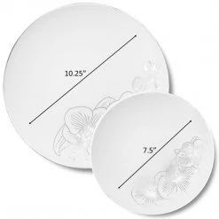 Decorline Orchid Collection Dinner Plate White & Silver Tableware Package