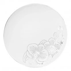 Decorline Orchid Collection Dinner Plate White & Silver Tableware Package