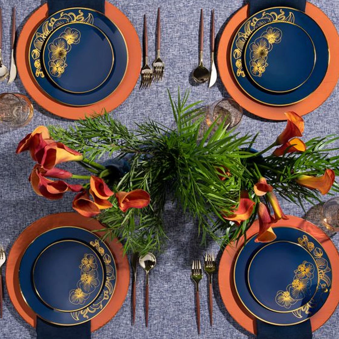 Decorline Orchid Collection Dinner Plate Royal Blue & Gold Tableware Package 3 Decorline Orchid Collection Dinner Plate Royal Blue & Gold Tableware Package