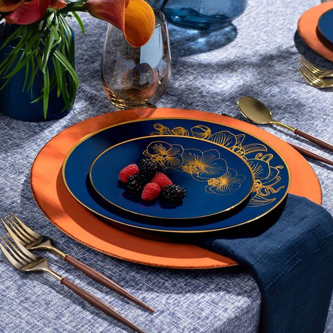 Decorline Orchid Collection Dinner Plate Royal Blue & Gold Tableware Package Set 2 Decorline Orchid Collection Dinner Plate Royal Blue & Gold Tableware Package Set