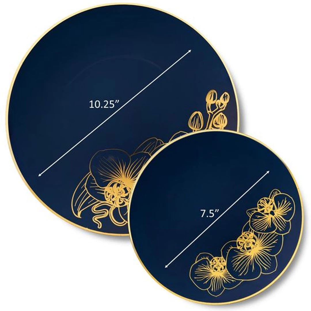 Decorline Orchid Collection Dinner Plate Royal Blue & Gold Tableware Package 8 Decorline Orchid Collection Dinner Plate Royal Blue & Gold Tableware Package