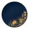 Decorline Elegant Plates Orchid Royal Blue And Gold Round Plastic Dinner Plates 10"