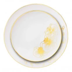 Decorline Orchid White And Gold Round Plastic Dinner Plates 7.5