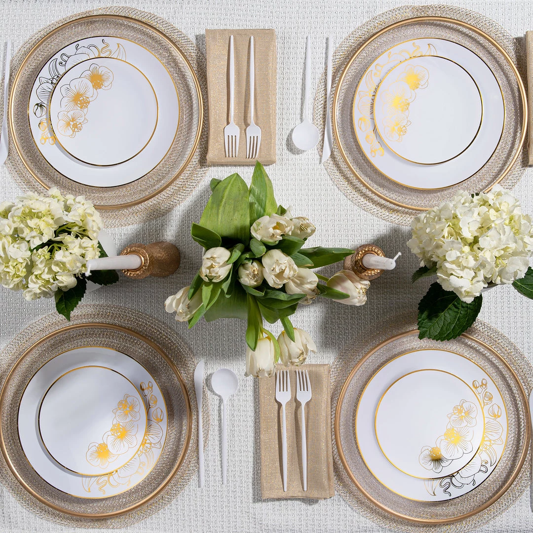 Decorline Orchid Collection Dinner Plate White & Gold Tableware Package 3 Decorline Orchid Collection Dinner Plate White & Gold Tableware Package
