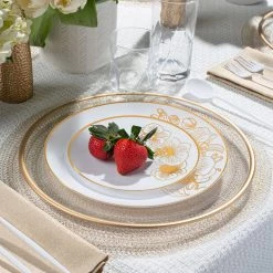 Decorline Orchid Collection Dinner Plate White & Gold Tableware Package Set