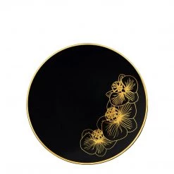 Decorline Orchid Collection Dinner Plate Black & Gold Tableware Package Set Elegant Party Sets