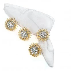 Nicole Fantini Collection Elegant Napkin Rings Dahlia Rhinestone Napkin Rings Set Of 4