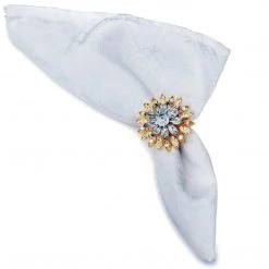 Nicole Fantini Collection Elegant Napkin Rings Dahlia Rhinestone Napkin Rings Set Of 4