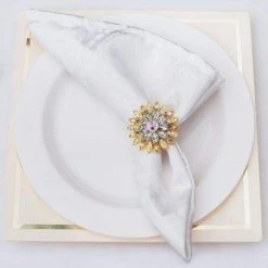 Nicole Fantini Collection Elegant Napkin Rings Dahlia Rhinestone Napkin Rings Set Of 4