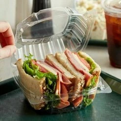 Dart Clear 6"x6" Seal Hinged-Lid Plastic Containers Take-out Container For Cake, Sandwich 9 Dart Clear 6