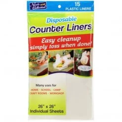 Nicole Collection Disposable Plastic Counter Liners For Easy Cleanup 26"X26"