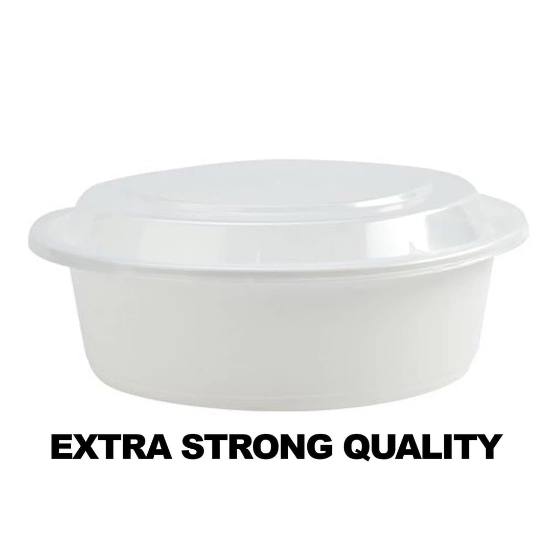 Nicole Collection Extra Strong Quality Round Deep Microwaveable Container White 7" 32 Oz Meal Prep Containers 1 Nicole Collection Extra Strong Quality Round Deep Microwaveable Container White 7" 32 Oz Meal Prep Containers