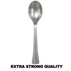 Lillian Tablesettings Extra Strong Quality Premium Plastic Soup Spoon Silver
