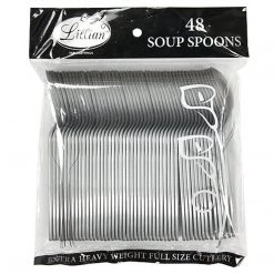 Lillian Tablesettings Extra Strong Quality Premium Plastic Soup Spoon Silver