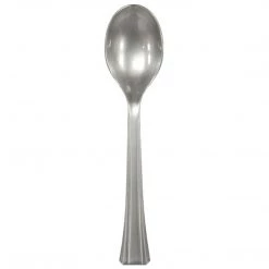 Lillian Tablesettings Extra Strong Quality Premium Plastic Soup Spoon Silver