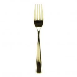 Lillian Cutlery Silverware Extra Heavyweight Disposable Flatware Forks Gold Elegant Cutlery