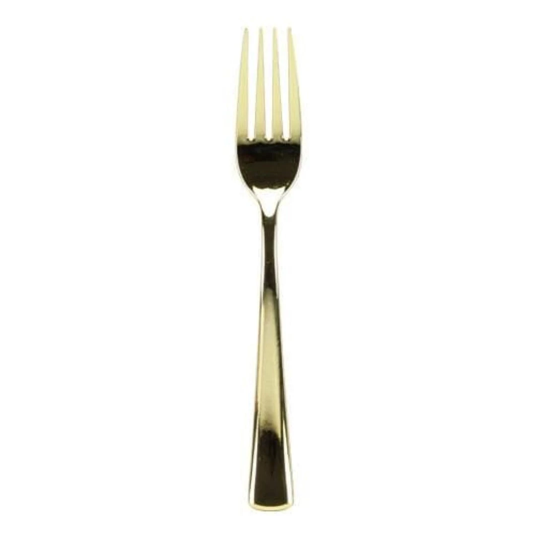 Lillian Elegant Cutlery Premium Extra Heavy Weight Plastic Gold Polished Forks 96CT 2 Lillian Elegant Cutlery Premium Extra Heavy Weight Plastic Gold Polished Forks 96CT